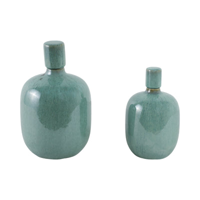 S/2 10/12 Corvallis Teal Ceramic Jars