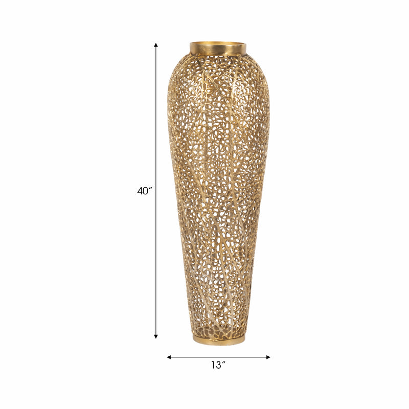 40 Fauna Metal Bouquet Floor Vase, Gold