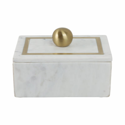 Marble, 7X5 Rectangular Box - Knob, White