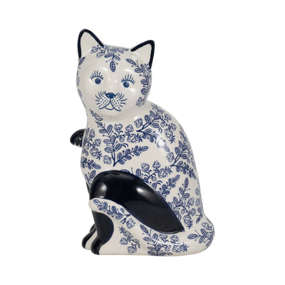 CER, 10 SITTING CHINOISERIE CAT, BLUE/WHITE