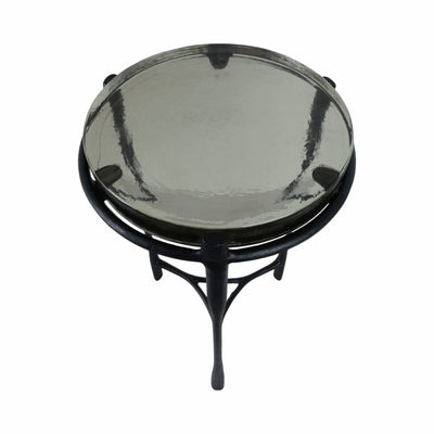 S/2 26 Adonia Gunmetal Recycled Glass Accent Tabl