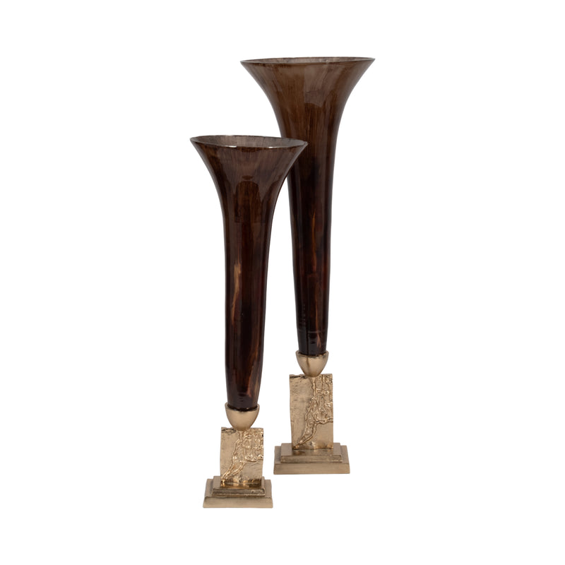 GLASS, 32 TRUMPET VASE, BRONZE