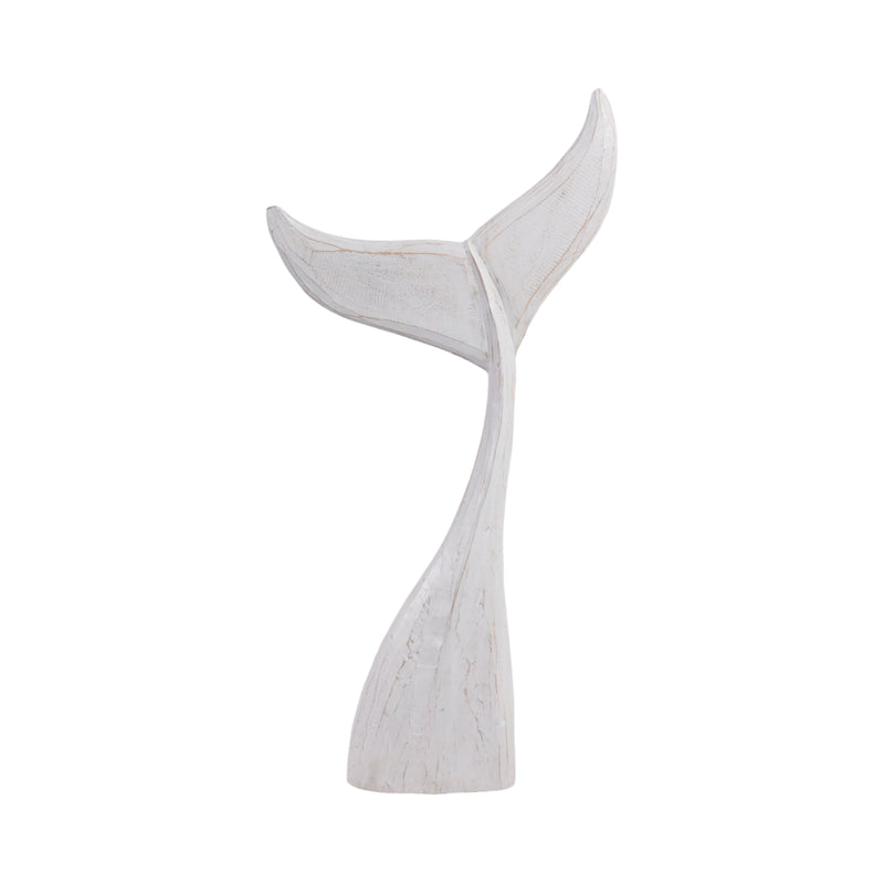 32 Wood Whale Tail Decor, Wht