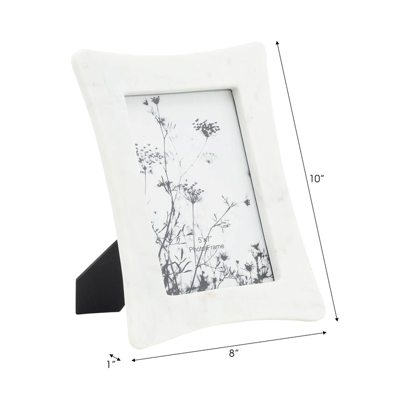 MARBLE, 5X7 CURVED PHOTO FRAME, WHITE