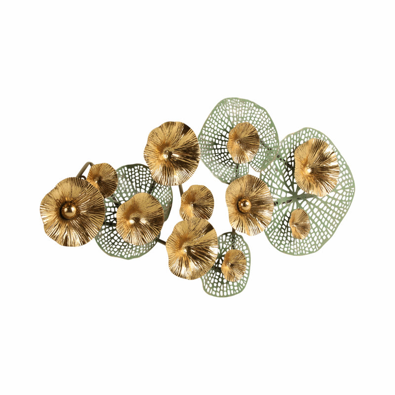 35 Pierced Lilypad Metal Wall D?cor, Seafoam/gold