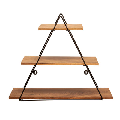 METAL/WOOD 20 TRIANGLE WALL SHELF, BROWN