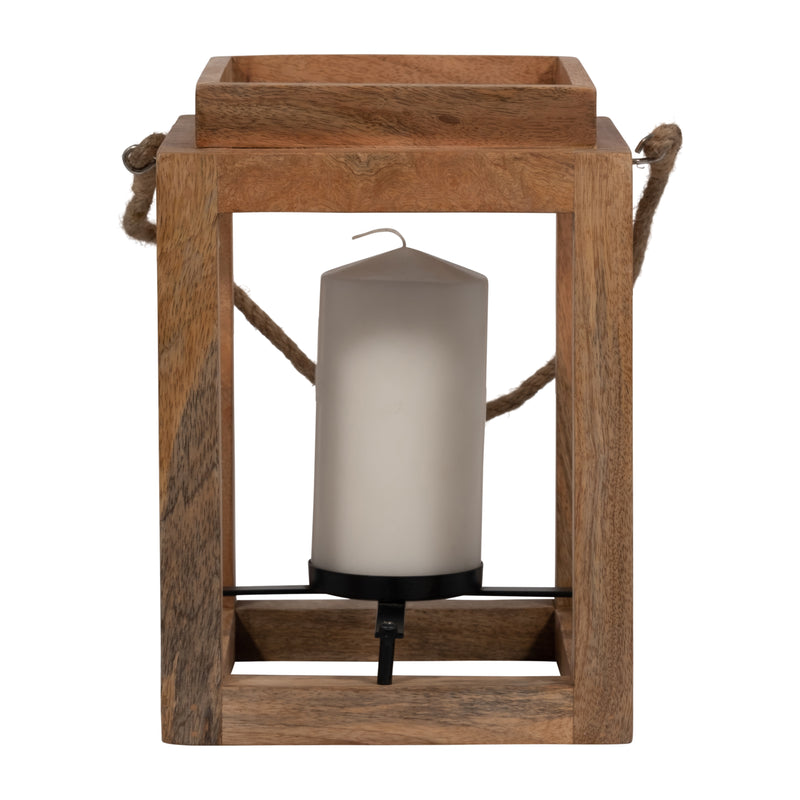 Wood, 11H Open Lantern Holder, Brown