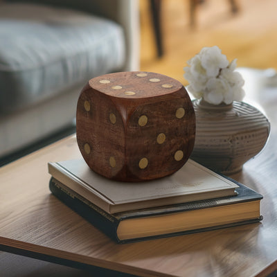 WOOD, 5X5 DICE, ANTIQUE BROWN