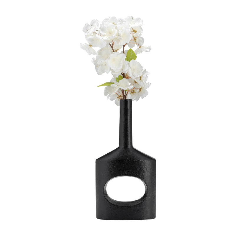 Metal,12H, Small Modern Open Cut Out Vase,Black