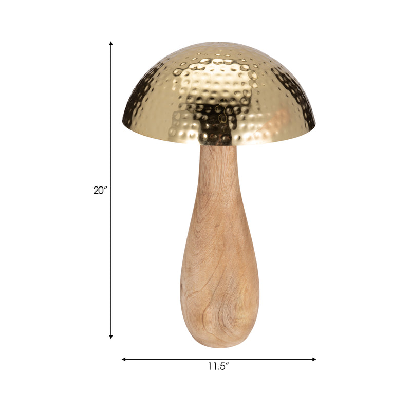 Metal, 20 Mushroom W/ Wood Base, Gold