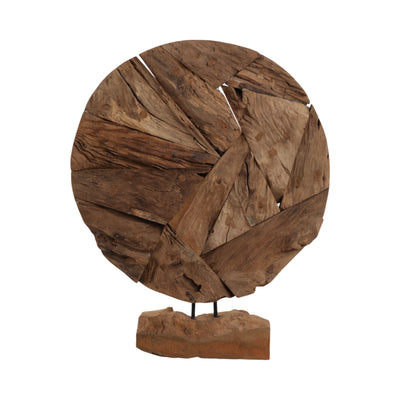 24 Teak Wood Disc On Stand, Natural