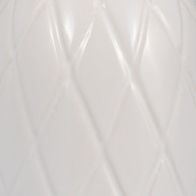 CER, 9 PLAID TEXTURED VASE, WHITE