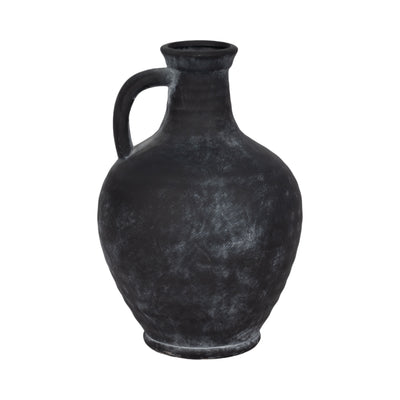 10 Weathered Terracotta Jug With Handle, Black