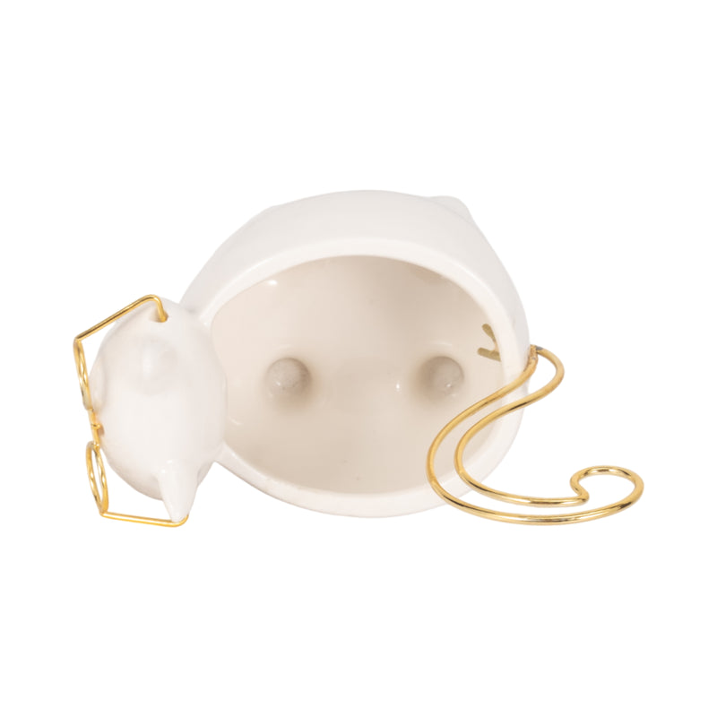 CER, 6 KITTY TRINKET DISH, WHITE/GOLD