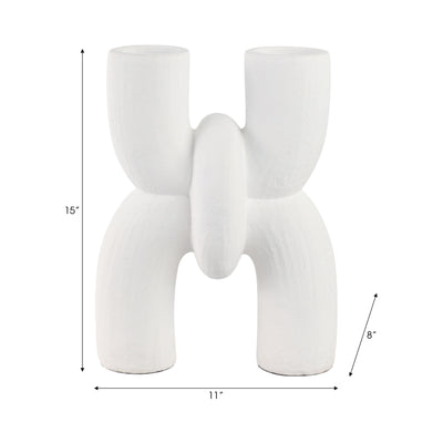 15 MODERN X SHAPE TERRACOTTA VASE, WHITE