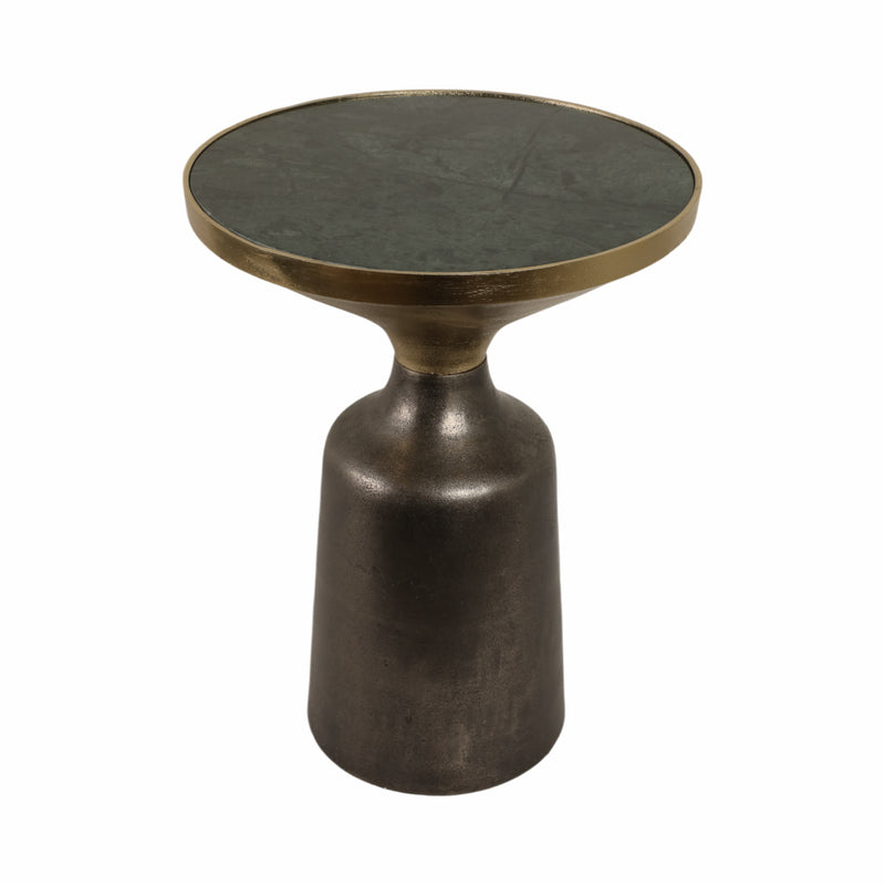 20 Metal Accent Table Green Marble Top, Multi