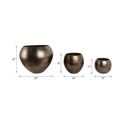 S/3 13/18/25 Noatak Bronze Planters