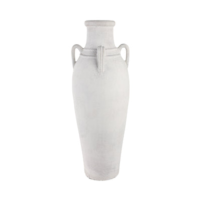 39 Terracotta Floor Vase W/handles, Ivory