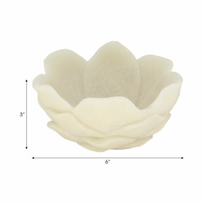 6 Zelen White Quartz Resin Flower Bowl