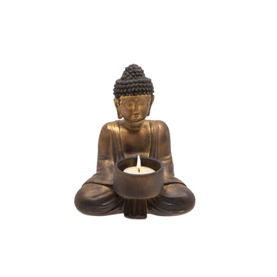 Resin Sitting Buddha Tealight, Copper