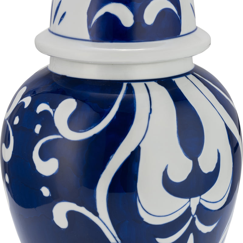 EC CER,14 WHITE/BLUE TEMPLE JAR