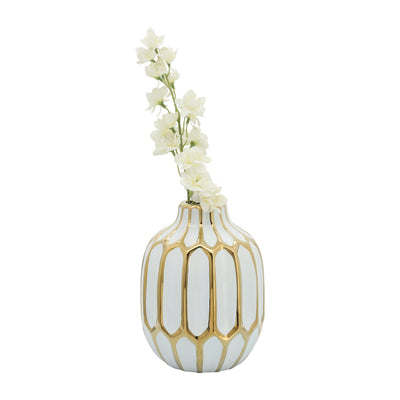 CERAMIC VASE 8, WHITE/GOLD