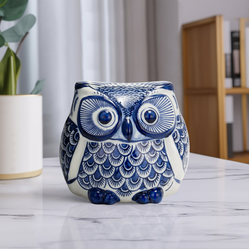 CER, 5H CHINOISERIE OWL, BLUE/WHITE