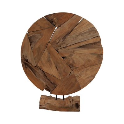 24 Teak Wood Disc On Stand, Natural