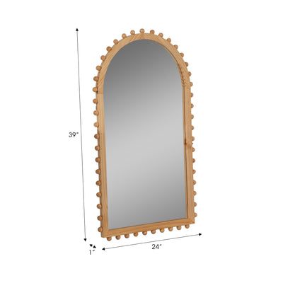 WOOD, 24X39 BEADED ARCH MIRROR, NATURAL