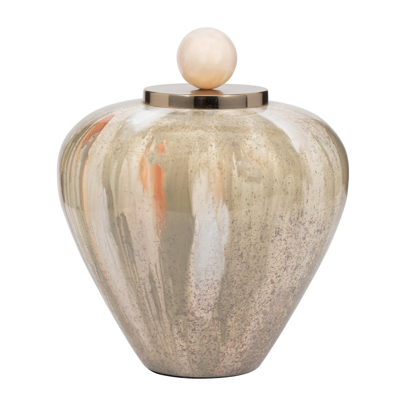 GLASS, 10 TEMPLE VASE W/ RESIN TOPPER, BLUSH/GREE