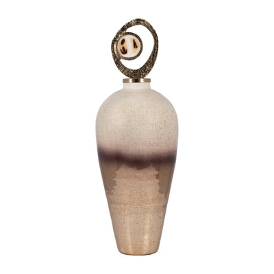 GLASS, 27 VASE METAL SWIRL TOPPER, 2-TONE BRONZE