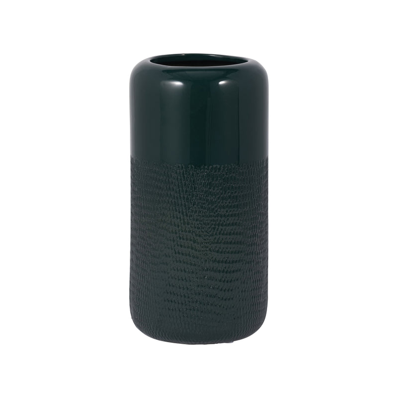 CER, 10H GROOVED VASE, FOREST GREEN