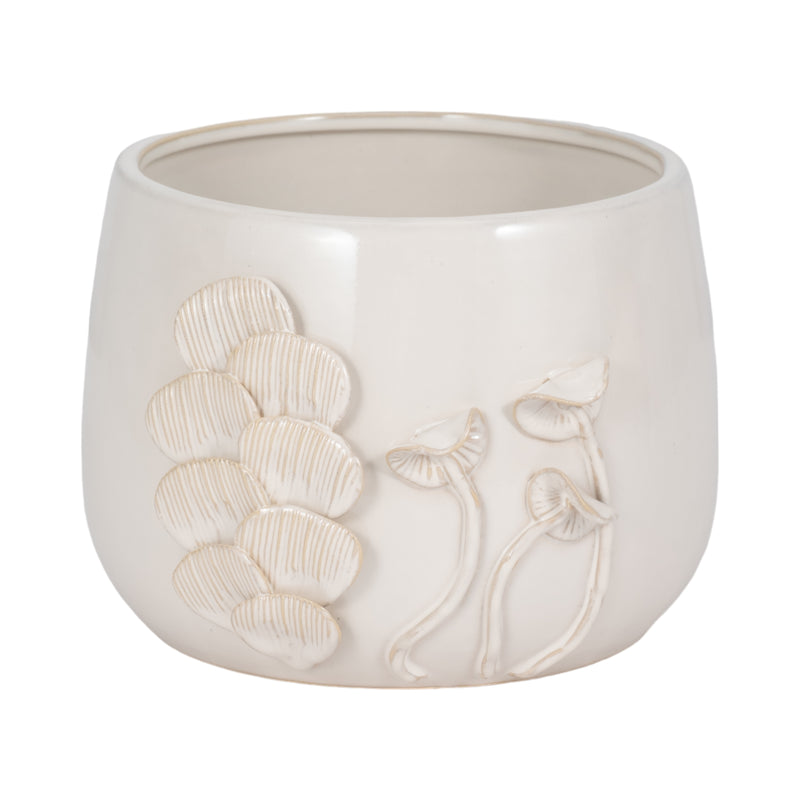 9 Mushroom Applique Planter, Ivory