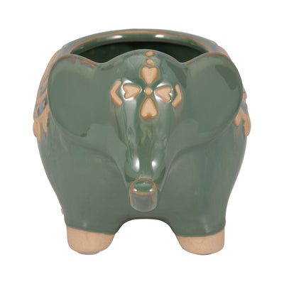 7 Elephant Planter, Green