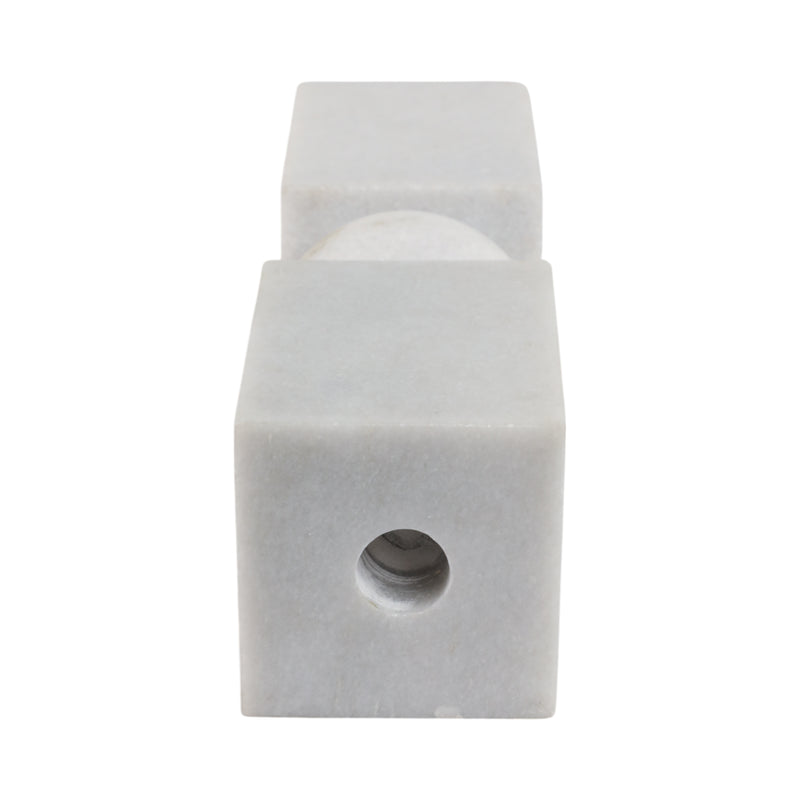 12x3 Chunky Marble Taper Holder, White