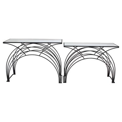 S/2 METAL/MARBLE 29/31 ARCH ACCENT TABLES, BLACK