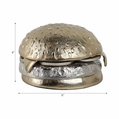 5x5 Mixed Metal Cheeseburger, Silver/gold