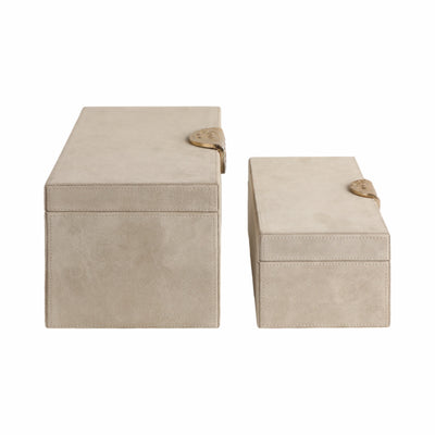 S/2 10/12 Pretoria Suede Boxes W/metak Hardware,