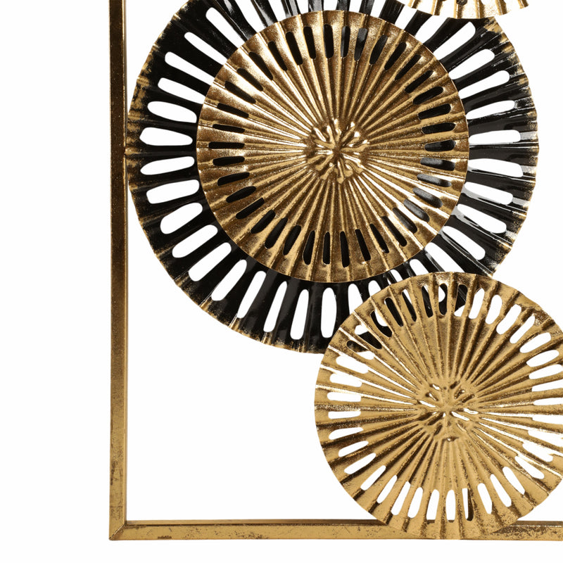 S/2 32 Pierced Disc Metal Wall Panels, Gold Multi