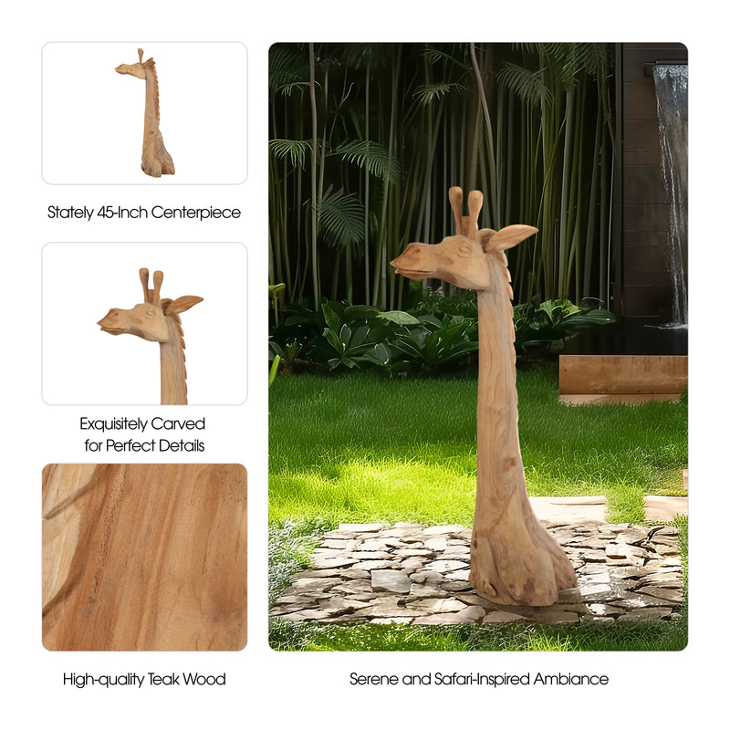 Wood, 45 Giraffe Bust, Natural