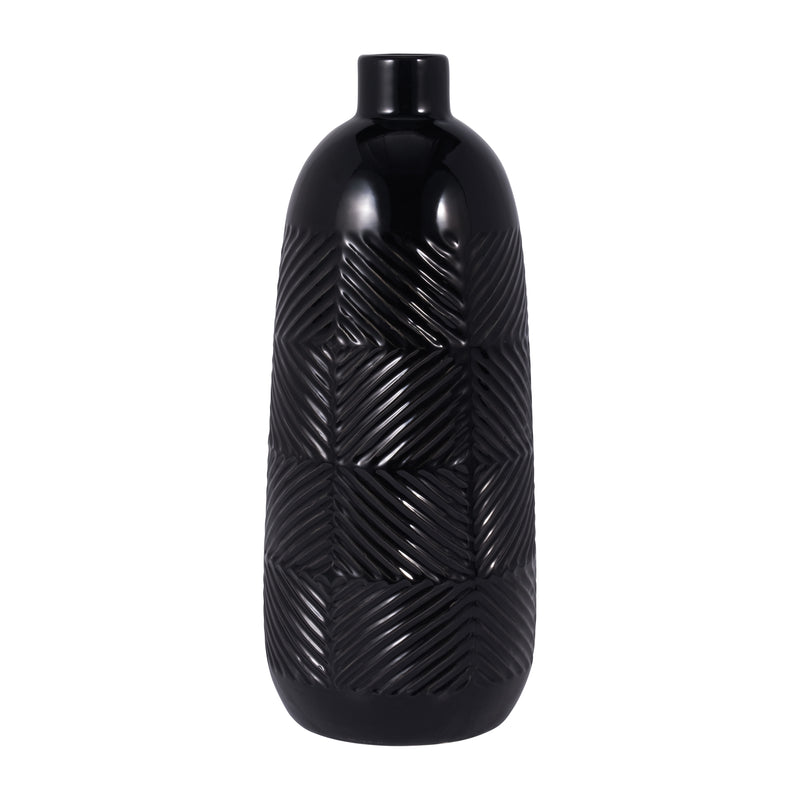 CER, 17 TEXTURED LINES VASE, BLACK