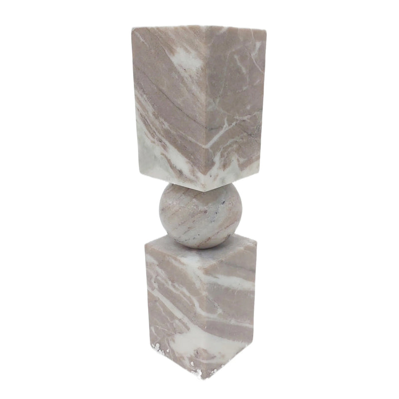 12x3 Chunky Marble Taper Holder, Tan Multi