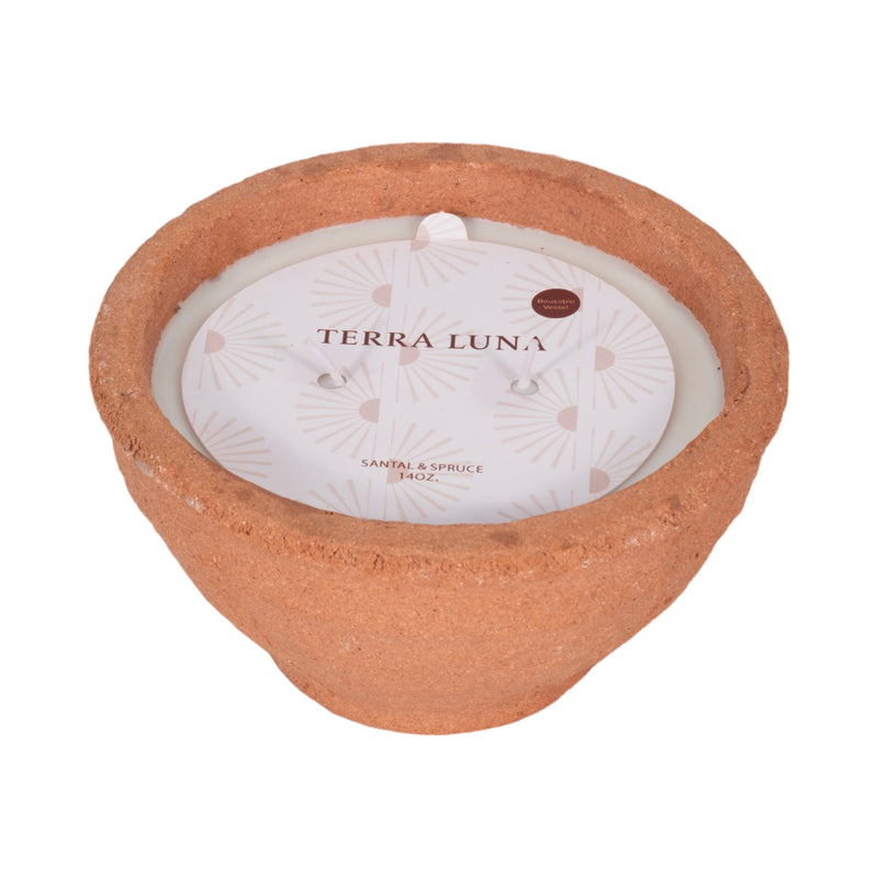 6 14 Oz Santal & Spruce Bowl Candle, Terracotta