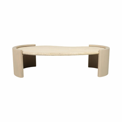 16 Leiona Travertine And Wood Coffee Table