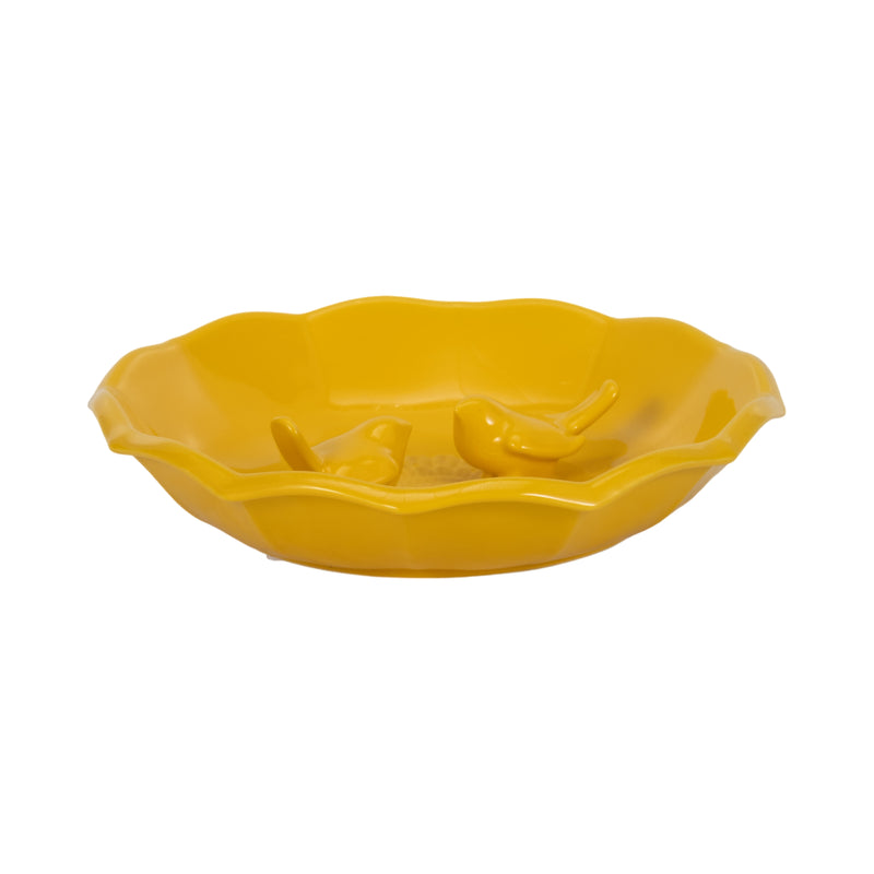 11 Flower Bird Bath, Yellow