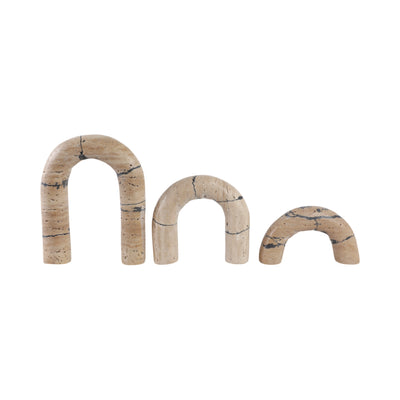 S/3 10 Gorda Crackle Travertine Arches