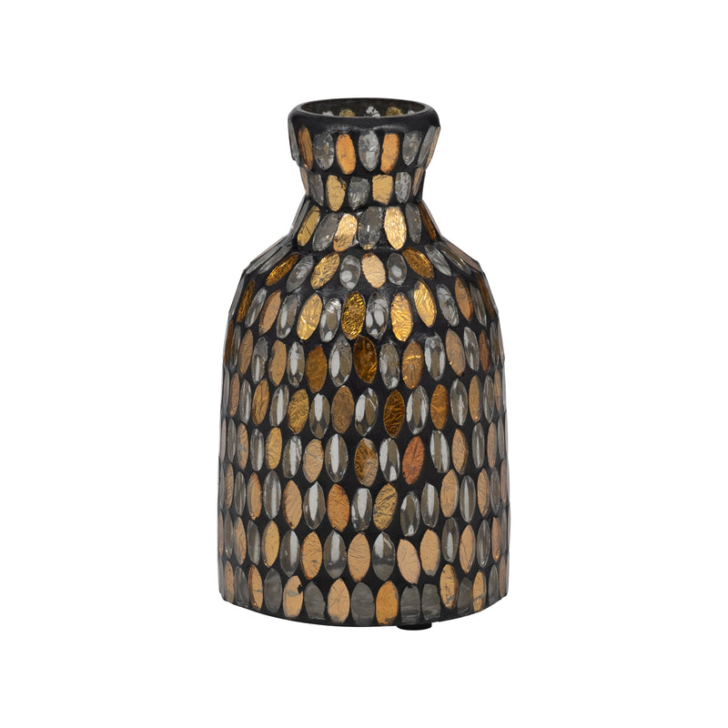 GLASS, 7H MOSAIC VASE, COPPER