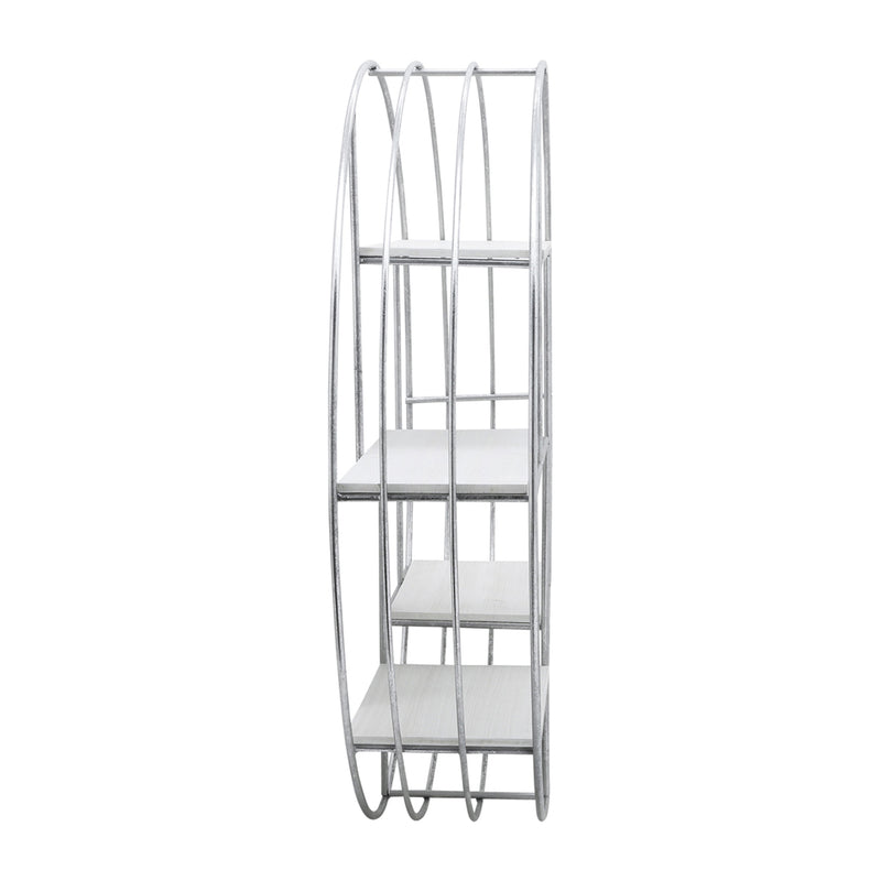 ROUND WOOD/METAL WALL SHELF WHITE/SILVER