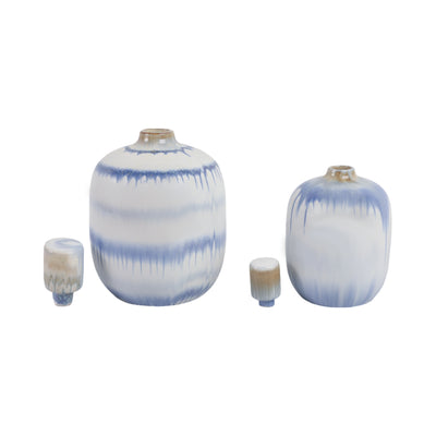 S/2 10/12 Medford Blue Ceramic Jars