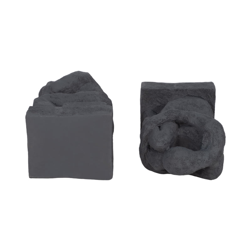 S/2 7 Thinking Man Bookends, Charcoal